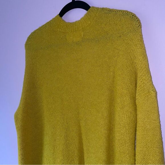 Anthropologie Size S Alpaca Cardigan Sweater Longline Duster Yellow Open Front - Picture 7 of 8